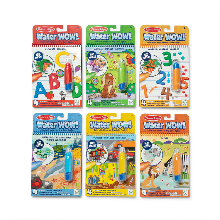 The front of the box for The Water WOW! Bundle 6-Pack: Animals, Vehicles, Alphabet, Numbers, Safari, Under the Sea