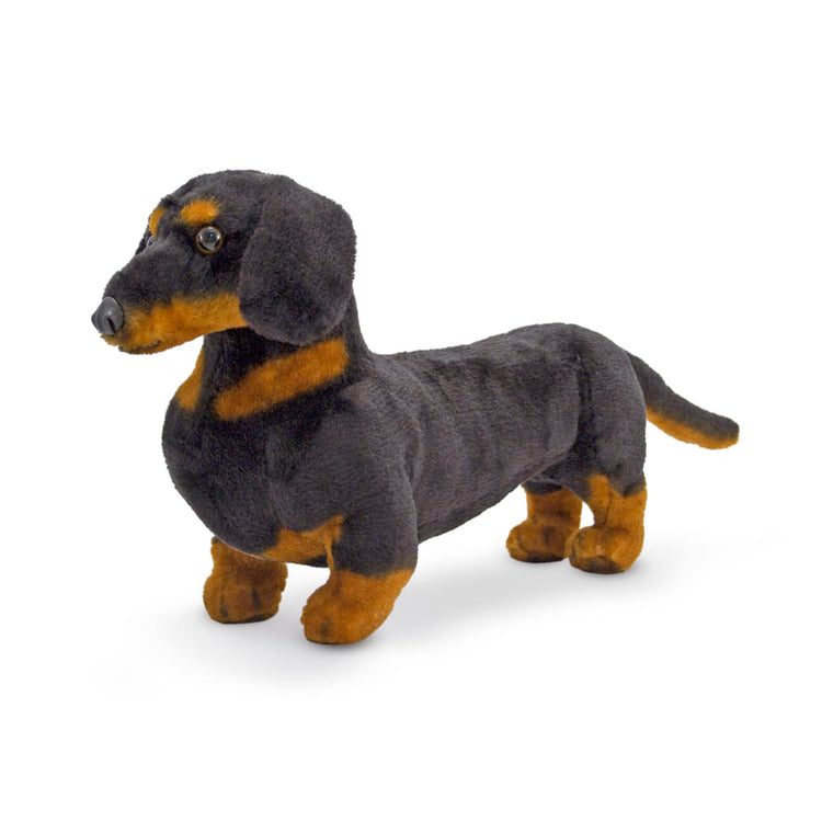 An assembled or decorated the Melissa & Doug Giant Dachshund - Lifelike Stuffed Animal Dog