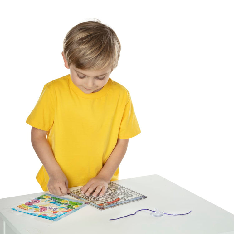 A child on white background with the Stained Glass - Unicorn