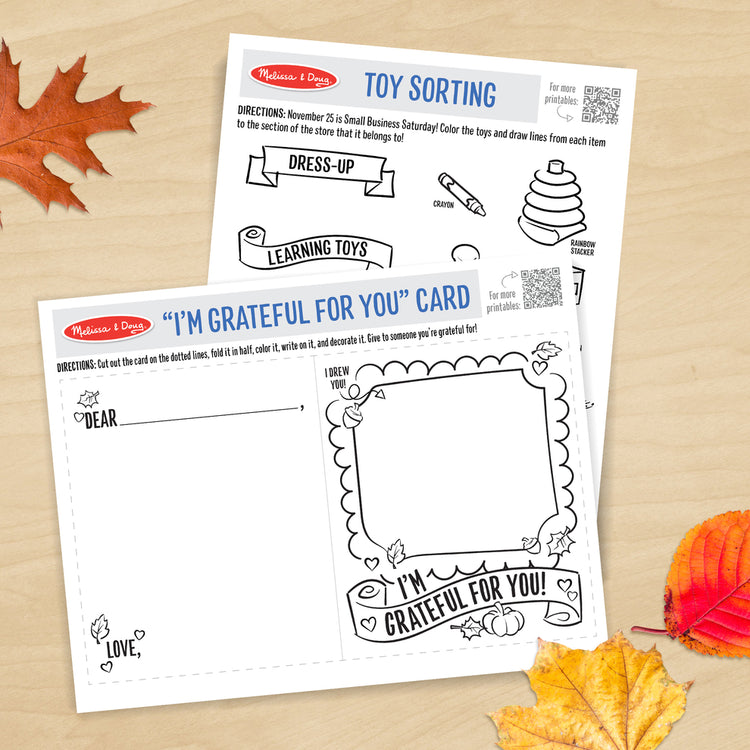 Melissa & Doug Free November Printables & Activities for Kids blog post