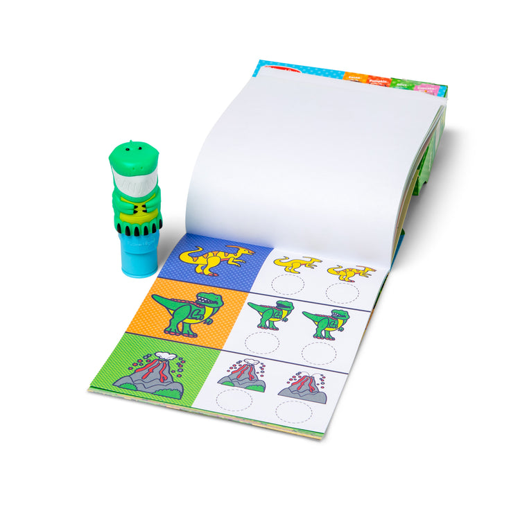  The Melissa & Doug Sticker WOW!™ Dinosaur Bundle: 24-Page Activity Pad, Sticker Stamper, 500 Stickers, Arts and Crafts Fidget Toy Collectible Character 