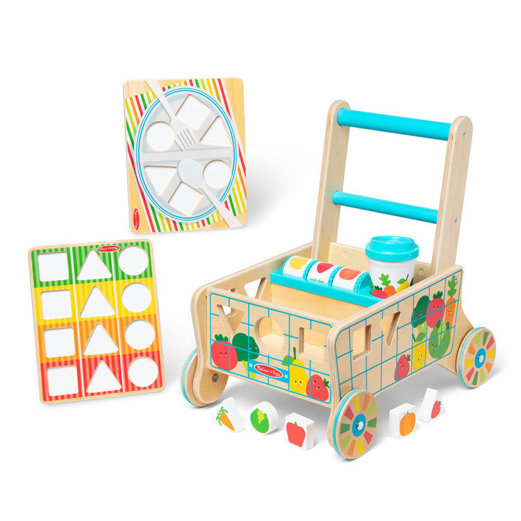  The Melissa & Doug Wooden Shape Sorting Grocery Cart Push Toy and Puzzles