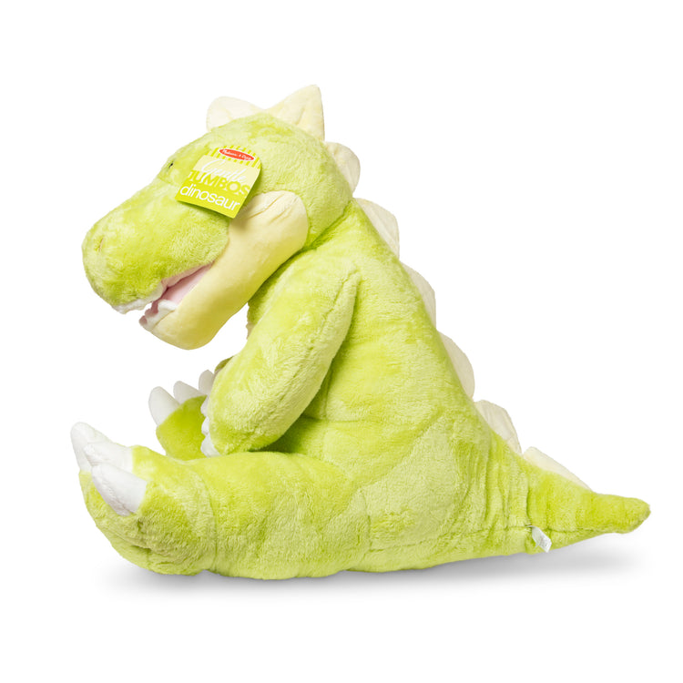 The front of the box for The Melissa & Doug Gentle Jumbos Dinosaur Giant Stuffed Plush Animal (Sits Nearly 3 Feet Tall)