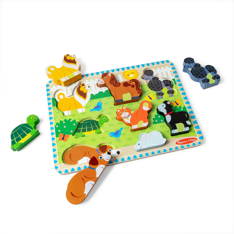 The loose pieces of The Melissa & Doug Pets Wooden Chunky Puzzle (8 pcs)