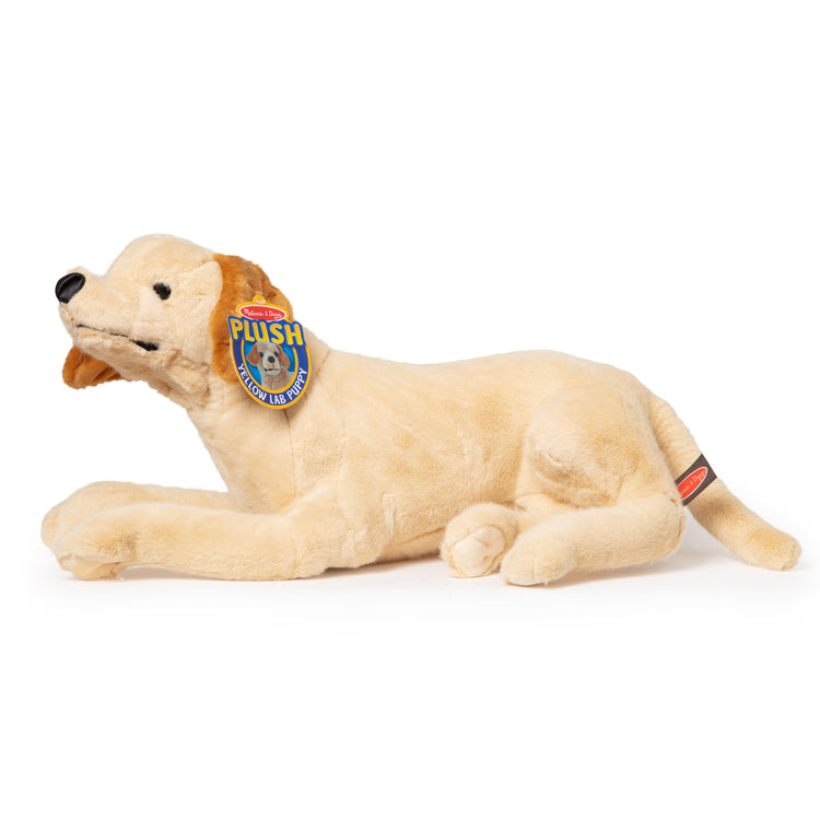 The front of the box for The Melissa & Doug Lifelike Plush Yellow Lab Puppy Stuffed Animal