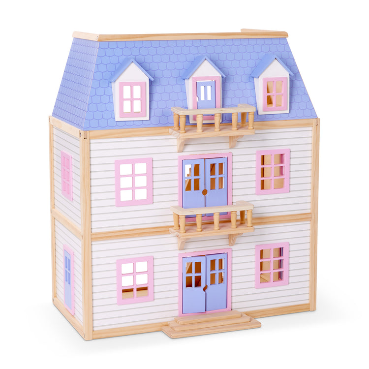  The Melissa & Doug Modern Wooden Multi-Level Dollhouse With 19 pcs Furniture [White]