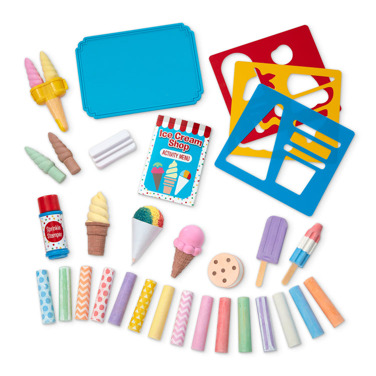  The Melissa & Doug Ice Cream Shop Multi-Colored Chalk and Holders Play Set - 33 Pieces, Great Gift for Girls and Boys