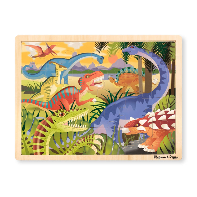 An assembled or decorated image of The Melissa & Doug Dinosaurs Wooden Jigsaw Puzzle With Storage Tray (24 pcs)