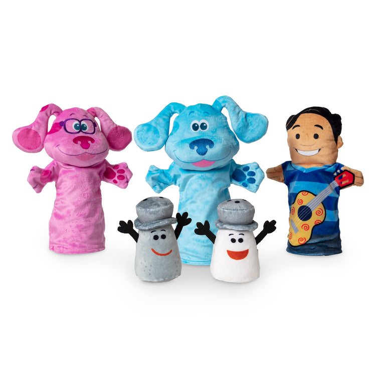 The loose pieces of The Melissa & Doug Blue's Clues & You! Hand & Finger Puppets (5 Pieces)