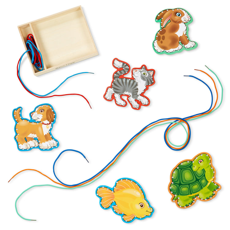  The Melissa & Doug Lace and Trace Activity Set: Pets - 5 Wooden Panels and 5 Matching Laces