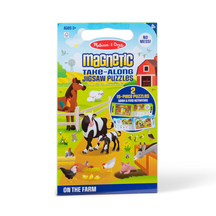 An assembled or decorated image of The Melissa & Doug Take-Along Magnetic Jigsaw Puzzles Travel Toy On the Farm (2 15-Piece Puzzles)