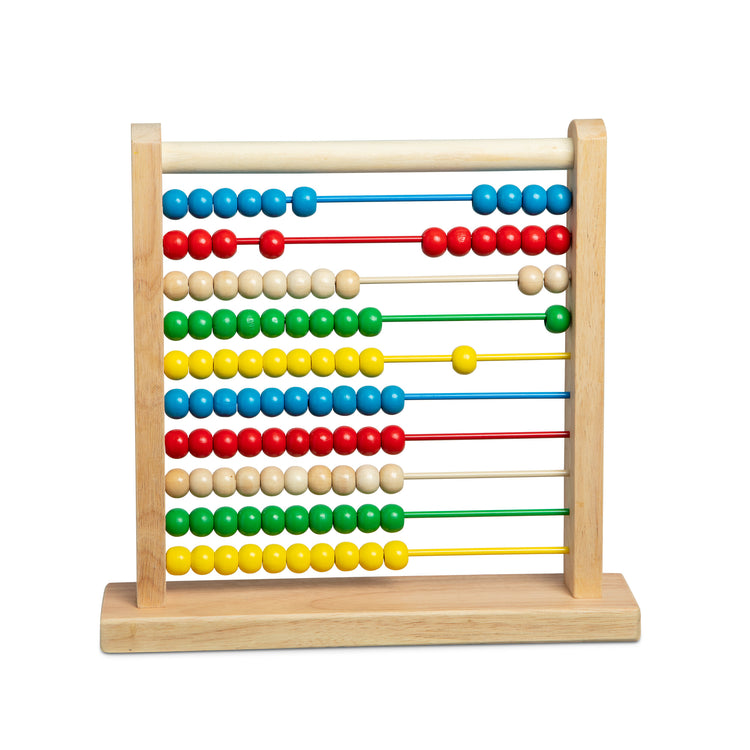 The loose pieces of The Melissa & Doug Abacus - Classic Wooden Educational Counting Toy With 100 Beads