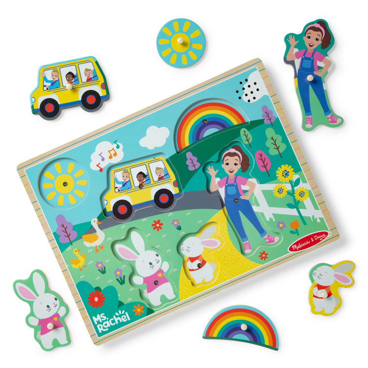  The Melissa & Doug® Ms. Rachel™ Wooden Song Peg Puzzle, 6-Piece with Full Songs, Toddler Toys for Boys and Girls Ages 2-5+ Years