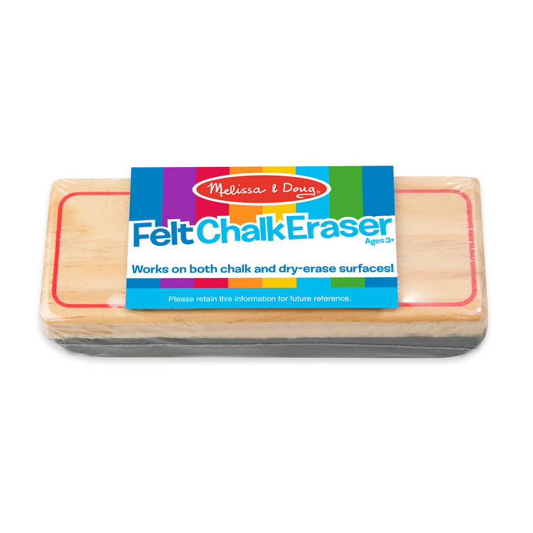 The front of the box for The Melissa & Doug Felt Chalk Eraser (1 x 5 inches)