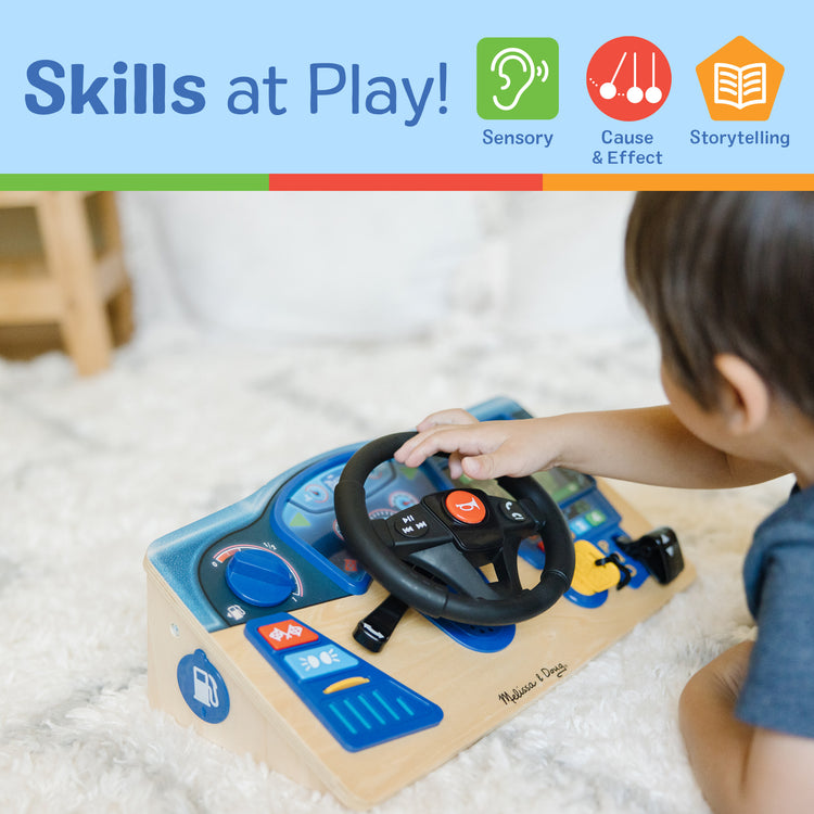  The Melissa & Doug Vroom & Zoom Interactive Wooden Dashboard Steering Wheel Pretend Play Driving Toy