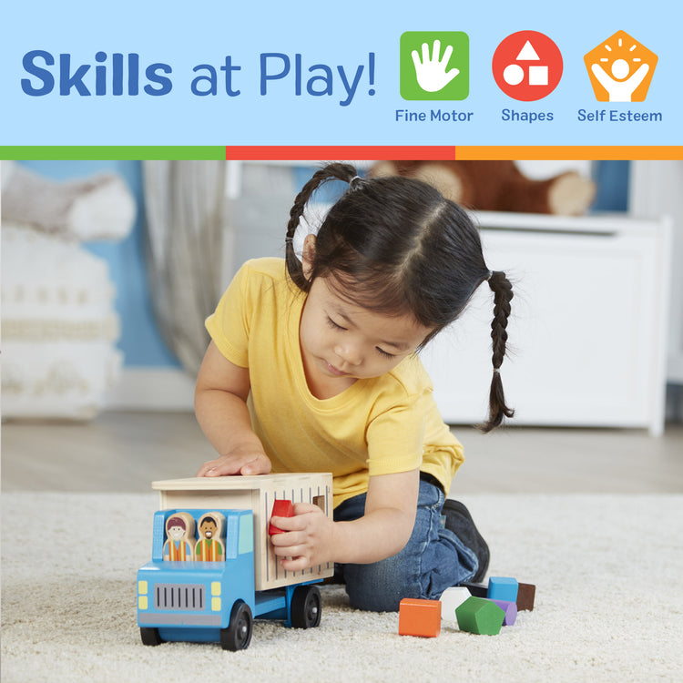  The Melissa & Doug Shape-Sorting Wooden Dump Truck Toy With 9 Colorful Shapes and 2 Play Figures