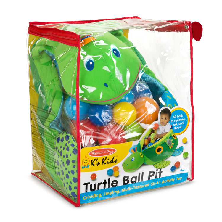 The front of the box for The Melissa & Doug K's Kids Turtle Ball Pit With 60 Balls