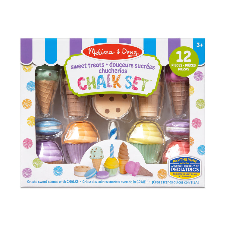 The loose pieces of The Melissa & Doug Ice Cream & Cake Chalk Set