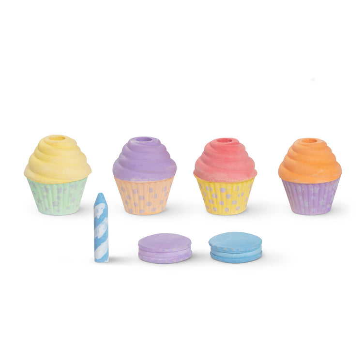 The loose pieces of The Melissa & Doug Ice Cream & Cake Chalk Set