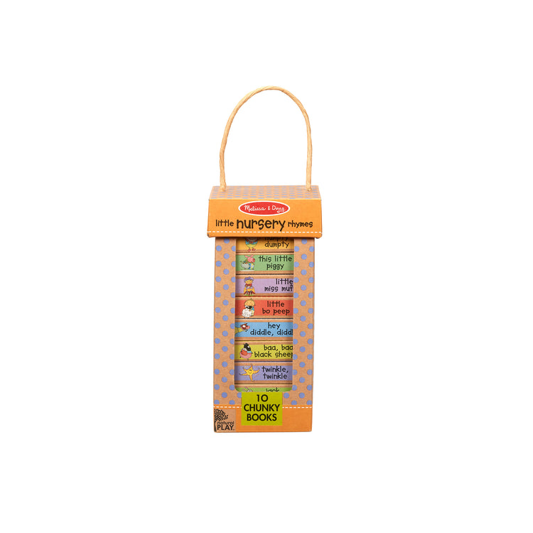 The front of the box for The Melissa & Doug Children's Book - Natural Play Book Tower: Little Nursery Books