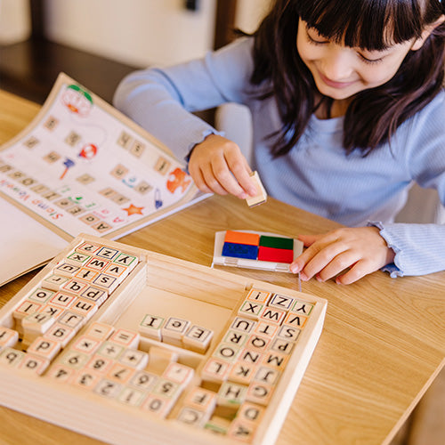 Deluxe Wooden Stamp Set - ABCs 123s