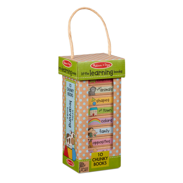 The front of the box for The Melissa & Doug Children's Book - Natural Play Book Tower: Little Learning Books