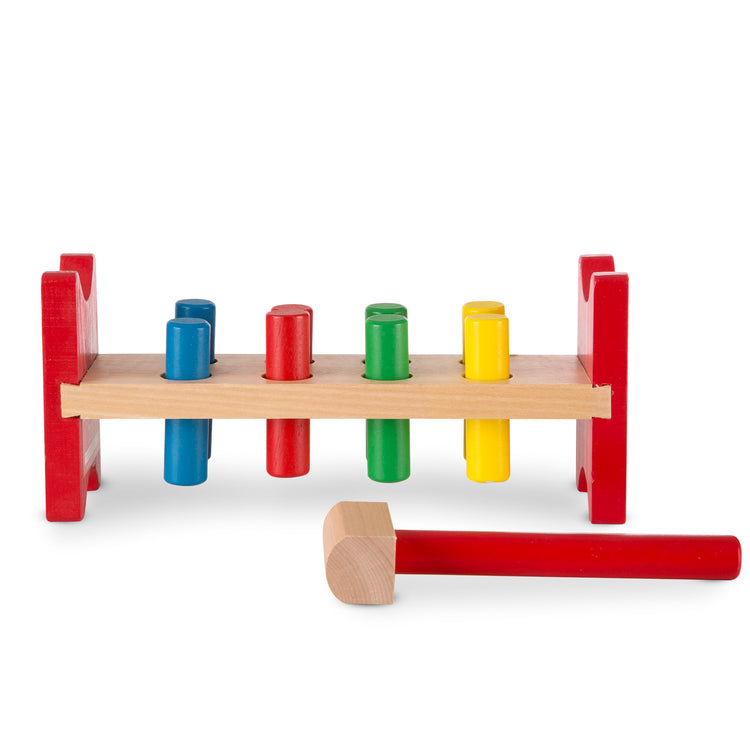 An assembled or decorated The Melissa & Doug Deluxe Wooden Pound-A-Peg Toy With Hammer