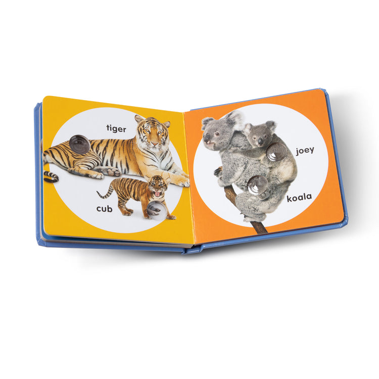 The loose pieces of The Melissa & Doug Children’s Book – Poke-a-Dot: Wild Animal Families (Board Book with Buttons to Pop)