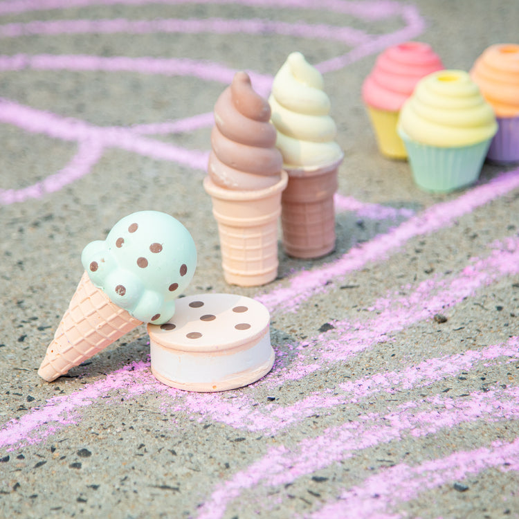 A playroom scene with The Melissa & Doug Ice Cream & Cake Chalk Set