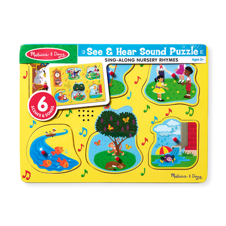 The front of the box for The Melissa & Doug Nursery Rhymes 1 Sound Puzzle - 6 PIeces