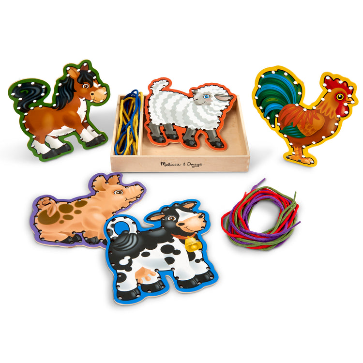  The Melissa & Doug Lace and Trace Activity Set: 5 Wooden Panels and 5 Matching Laces - Farm