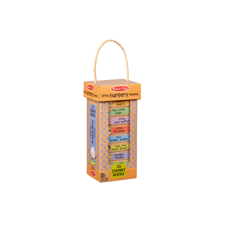 The front of the box for The Melissa & Doug Children's Book - Natural Play Book Tower: Little Nursery Books