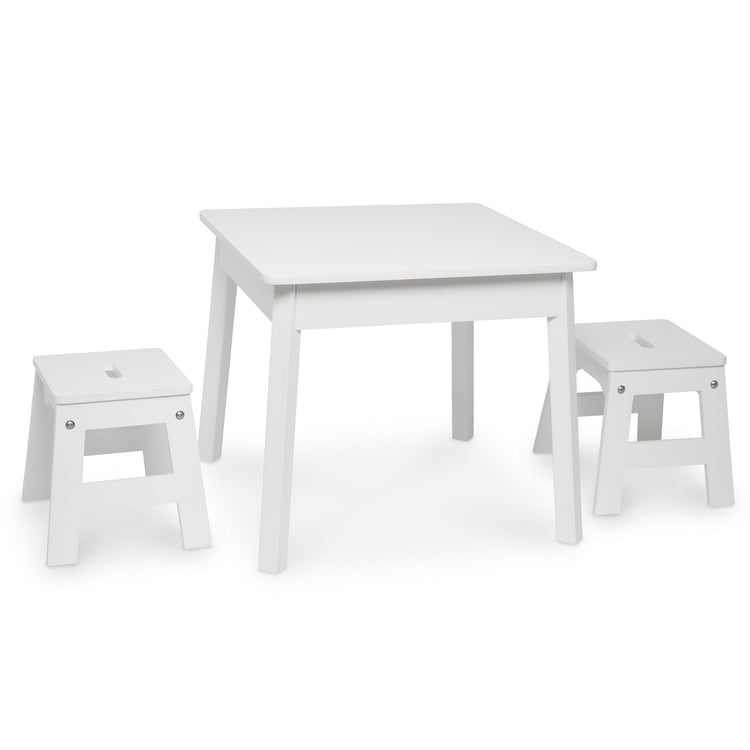 The loose pieces of The Melissa & Doug Wooden Square Table (White)