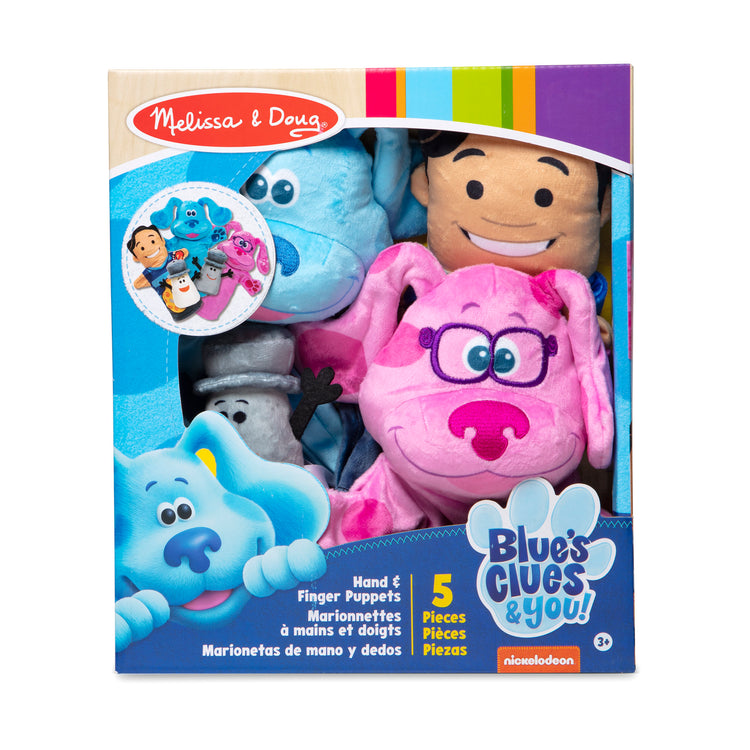 The front of the box for The Melissa & Doug Blue's Clues & You! Hand & Finger Puppets (5 Pieces)