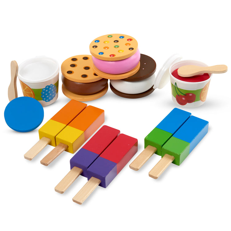  The Melissa & Doug Wooden Frozen Treats Ice Cream Play Set (24 pcs) - Play Food and Accessories