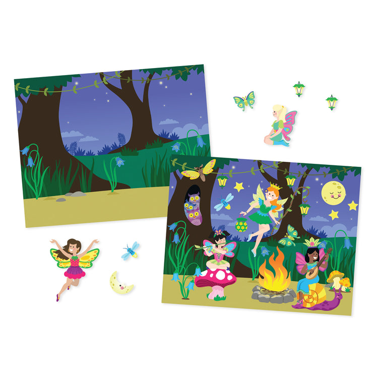 An assembled or decorated The Melissa & Doug Reusable Sticker Pad: Fairies - 200+ Stickers