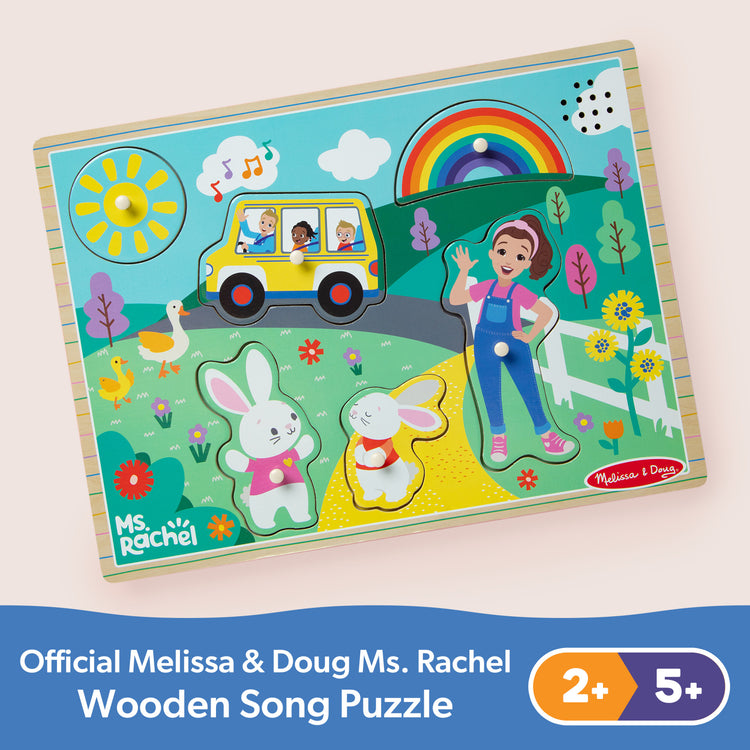  The Melissa & Doug® Ms. Rachel™ Wooden Song Peg Puzzle, 6-Piece with Full Songs, Toddler Toys for Boys and Girls Ages 2-5+ Years