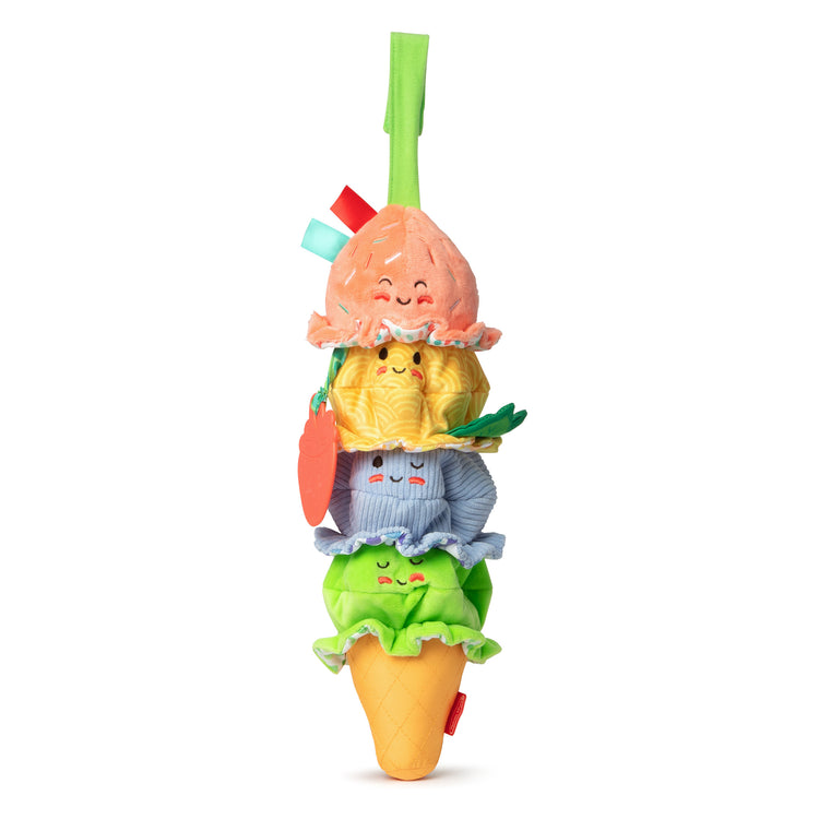 An assembled or decorated The Melissa & Doug Ice Cream Take-Along Clip-On Infant Toy with Sound and Vibration