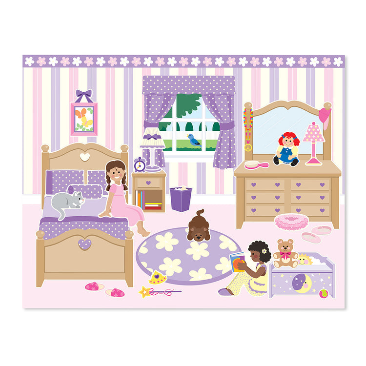 An assembled or decorated The Melissa & Doug Reusable Sticker Pad Set: Play House - 175+ Reusable Stickers