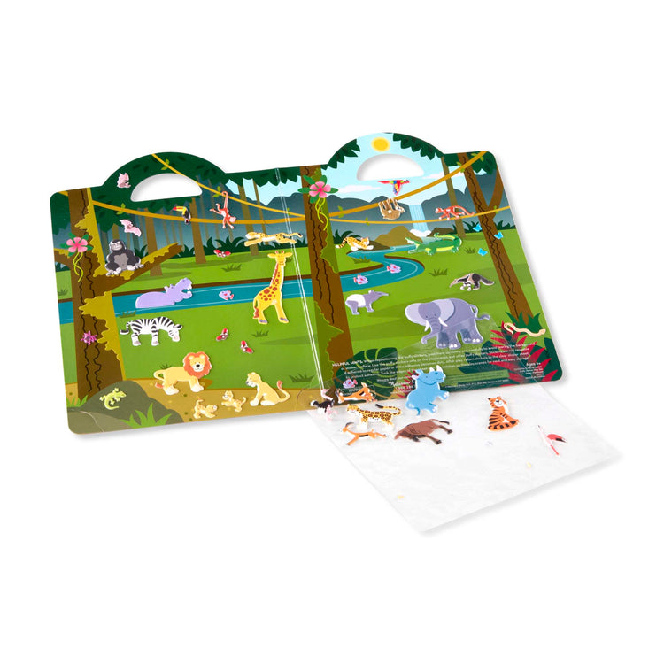 An assembled or decorated The Melissa & Doug Puffy Sticker Play Set: Safari - 42 Reusable Stickers