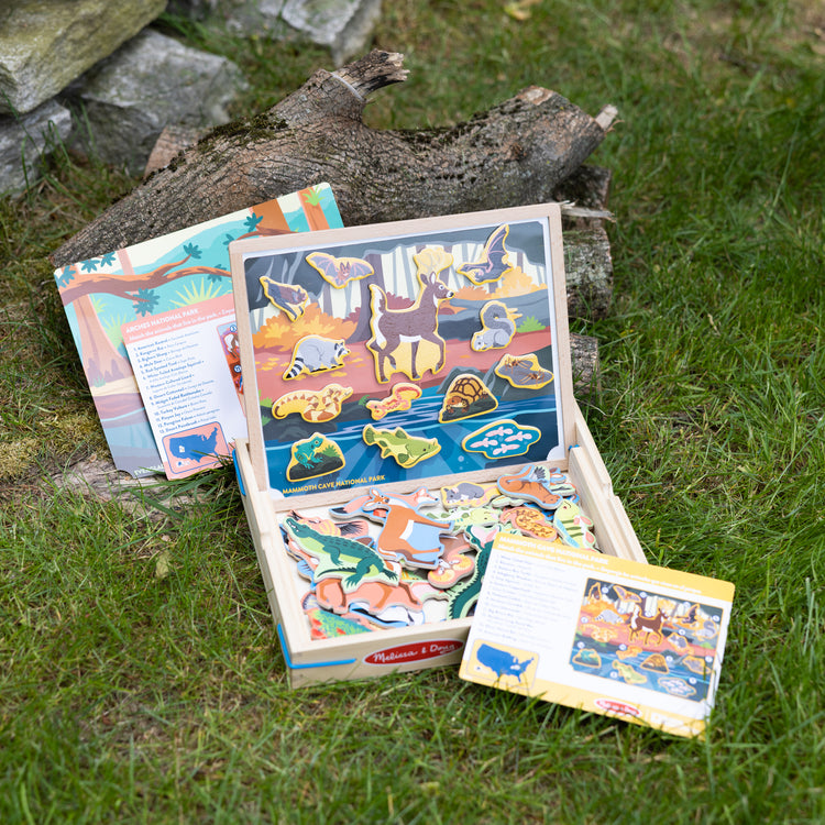 A playroom scene with The Melissa & Doug National Parks Wooden Picture Matching Magnetic Game