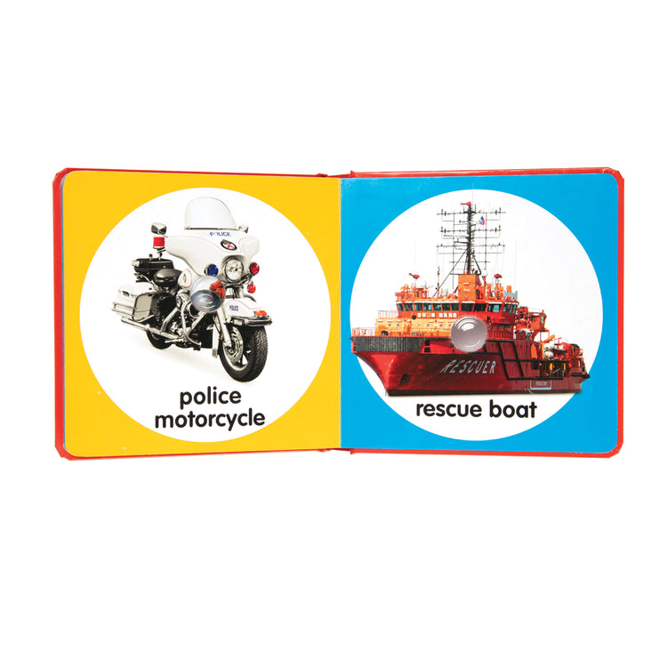 An assembled or decorated The Melissa & Doug Children’s Book – Poke-a-Dot: Emergency Vehicles (Board Book with Buttons to Pop)