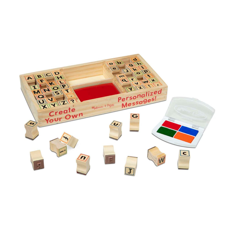 Melissa & Doug Wooden Alphabet Stamp Set - 56 Stamps With Lower-Case and Capital Letters