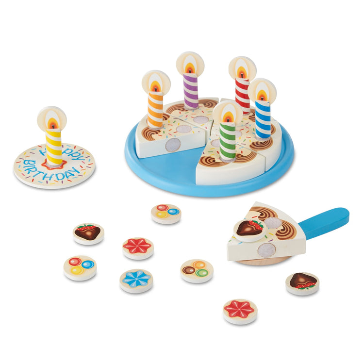 Melissa & Doug Birthday Party Cake - Wooden Play Food With Mix-n-Match Toppings and 7 Candles