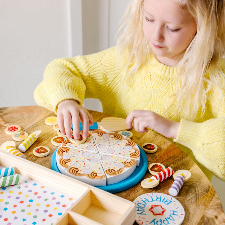 Melissa & Doug Birthday Party Cake - Wooden Play Food With Mix-n-Match Toppings and 7 Candles