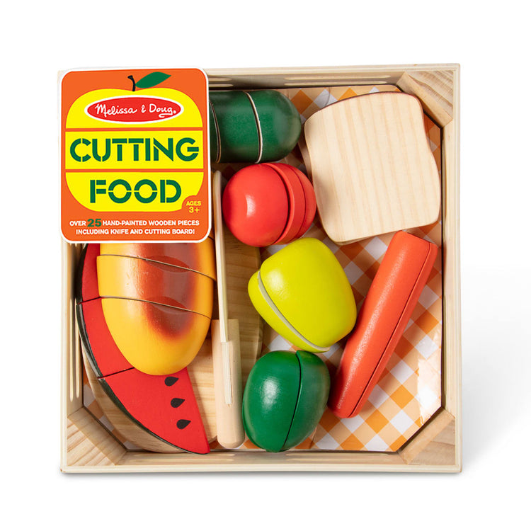 Melissa & Doug Cutting Food - Play Food Set With 26 Wooden Pieces, Knife, and Cutting Board