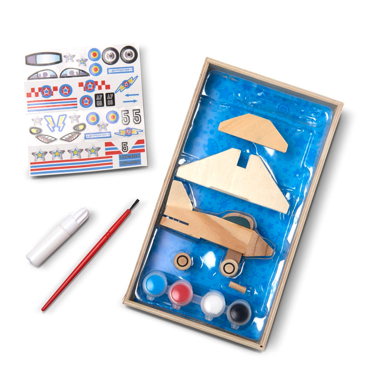 The front of the box for the Melissa & Doug Decorate-Your-Own Wooden Plane Craft Kit