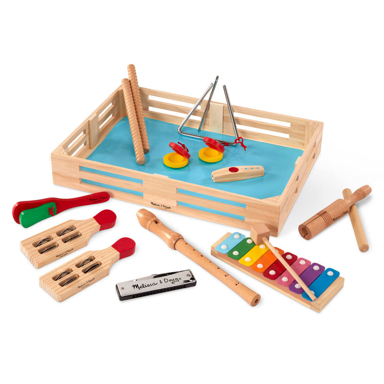 the Melissa & Doug Deluxe Band Set With Wooden Musical Instruments and Storage Case