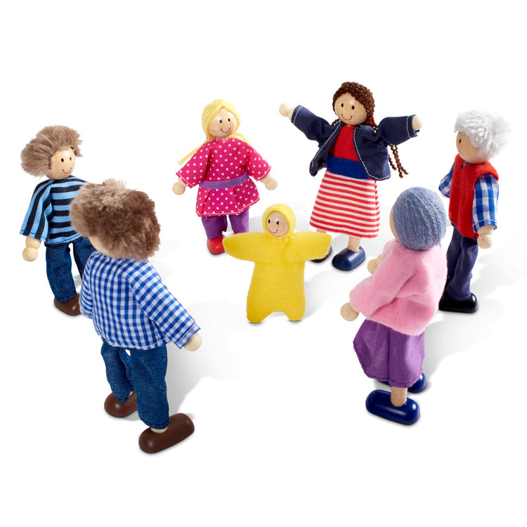 the Melissa & Doug 7-Piece Poseable Wooden Doll Family for Dollhouse (2-4 inches each)