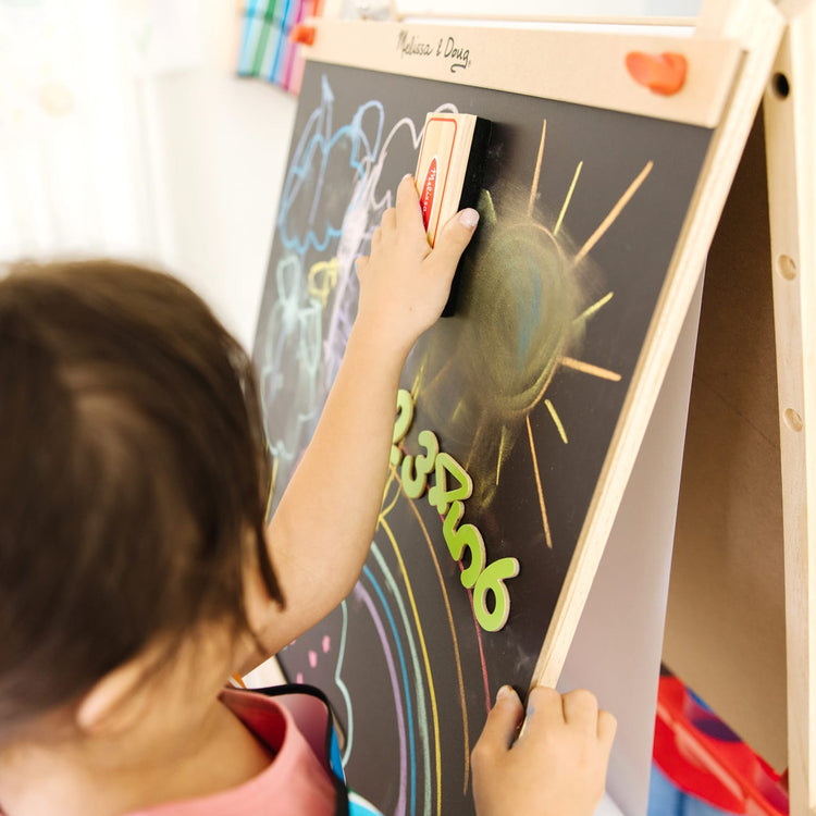 Melissa & Doug Easel Accessory Set - Paint, Cups, Brushes, Chalk, Paper, Dry-Erase Marker